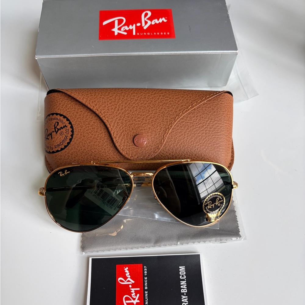 NWT Ray-Ban RB 3625 Aviator 58mm Polarized Pilot Sunglasses